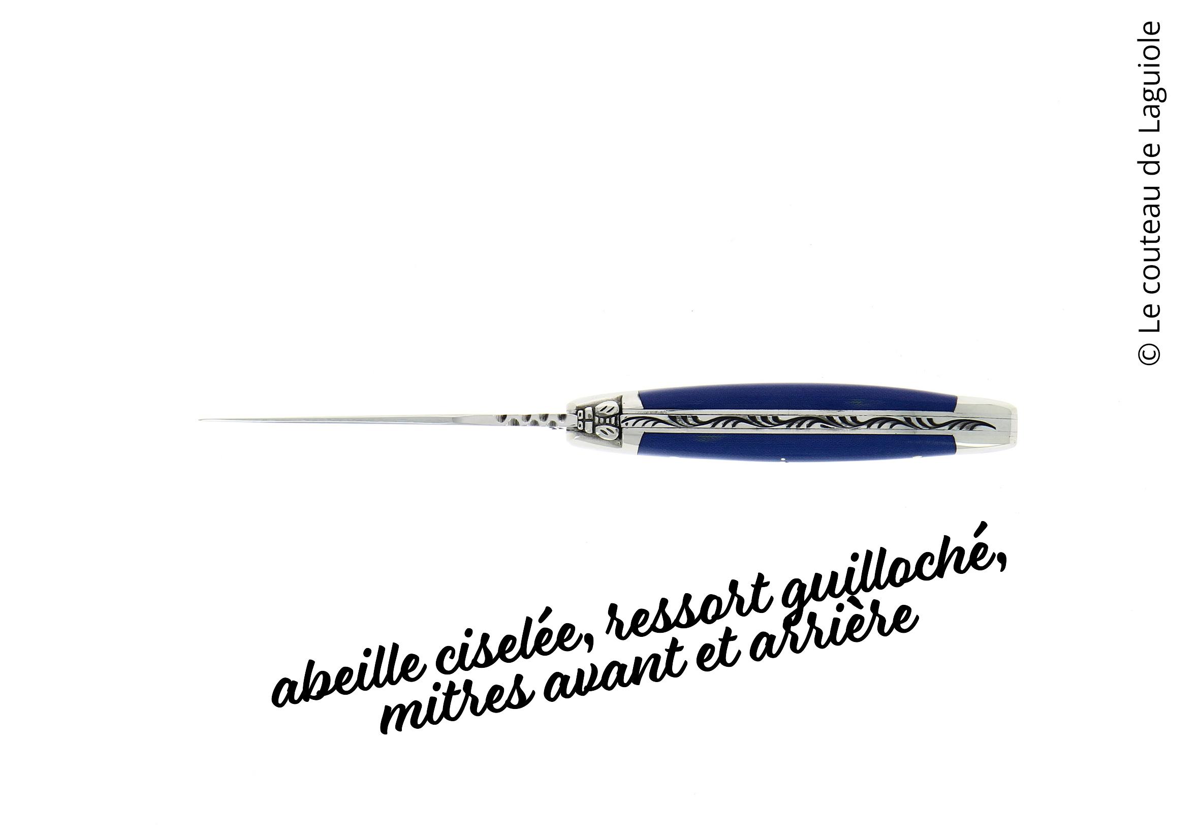 couteau de Laguiole, tissus compressé, bleu, Retour dAubrac