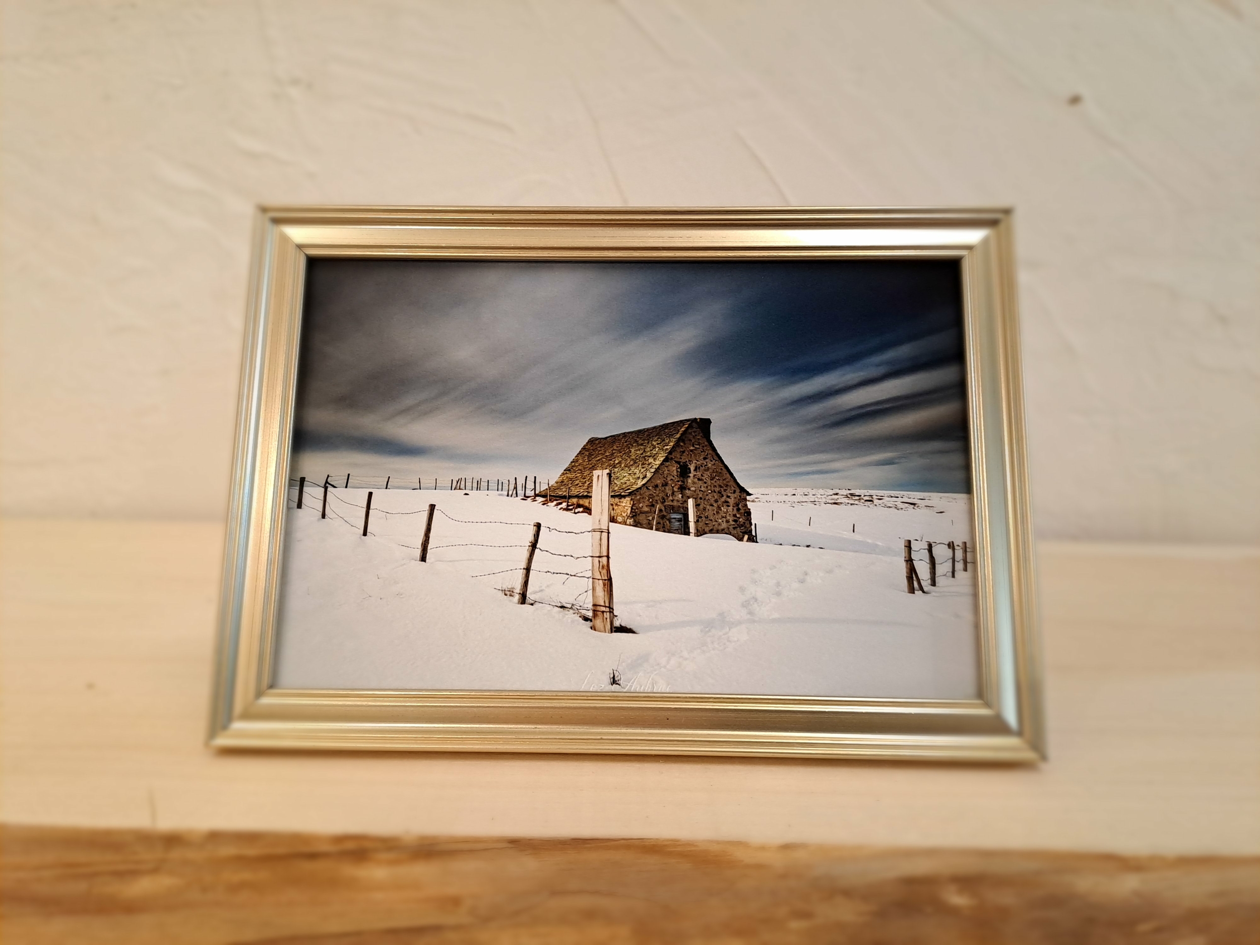 photo buron neige aubrac-cadre doré-Retour dAubrac