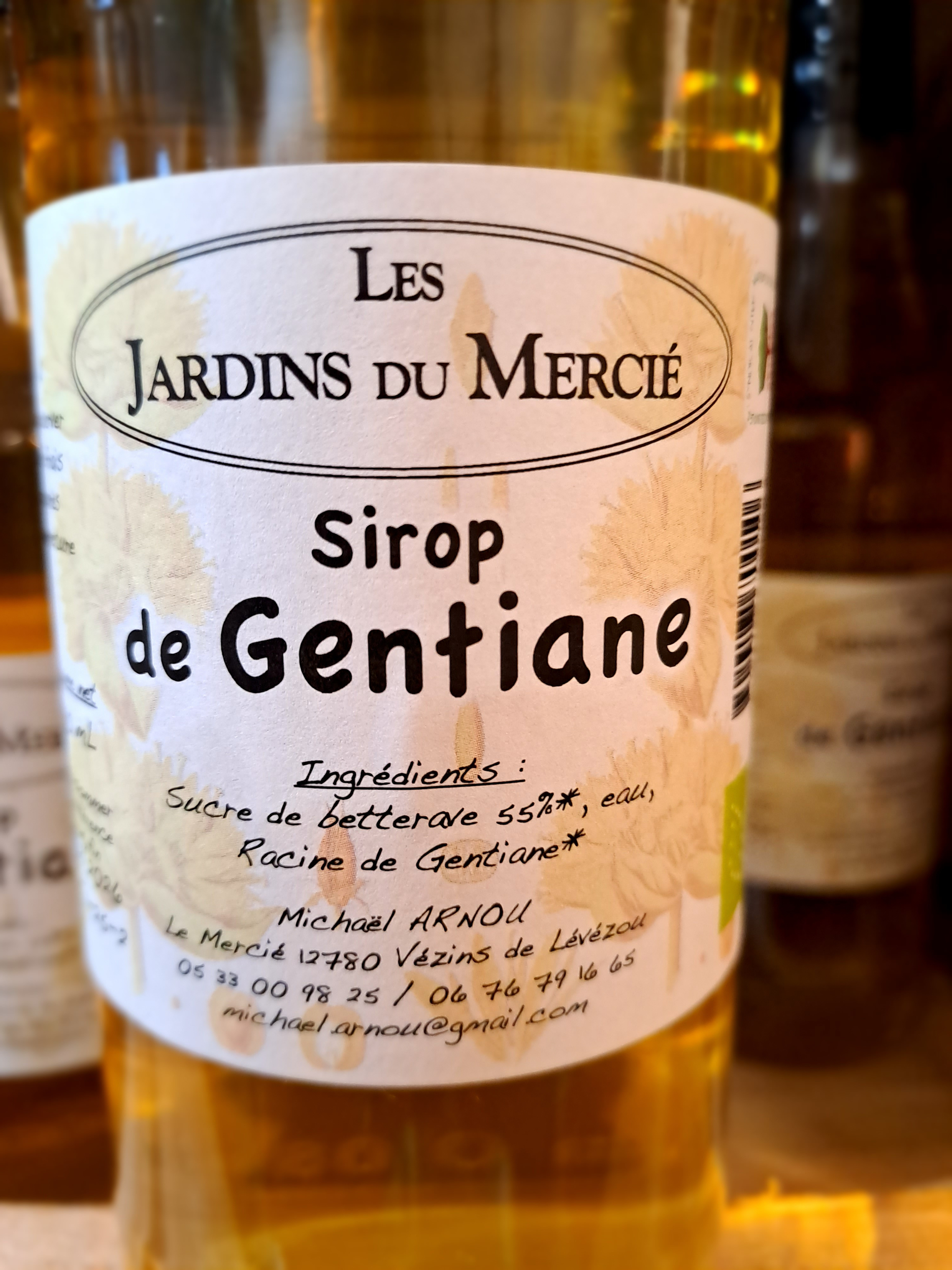 sirop bio artisanal de gentiane-Retour dAubrac-Aveyron-France