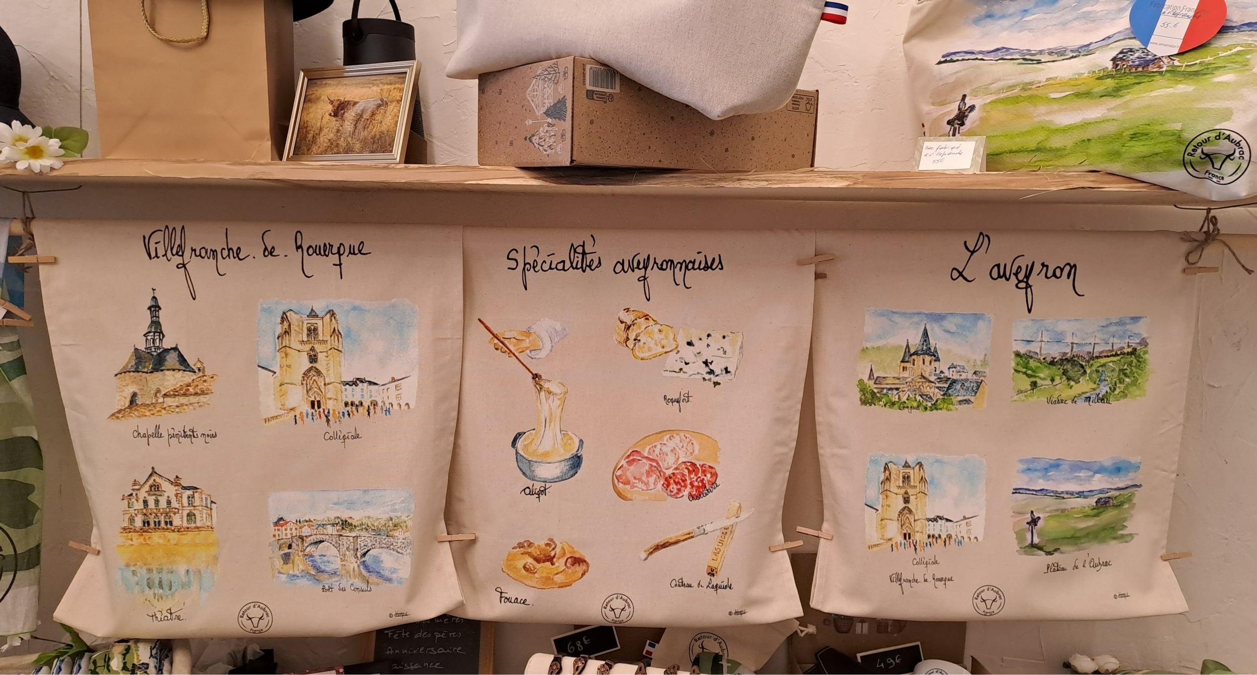 torchon Villefranche de Rouergue-torchon spécialités aveyronnaises-torchon Aveyron-Retour dAubrac-cadeau français-min
