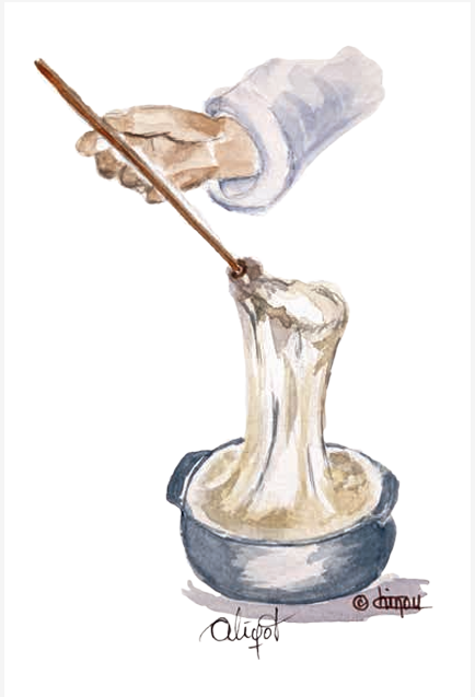 carte postale-aquarelle-aligot-plateau de lAubrac-Retour dAubrac-Aveyron-cadeaux français
