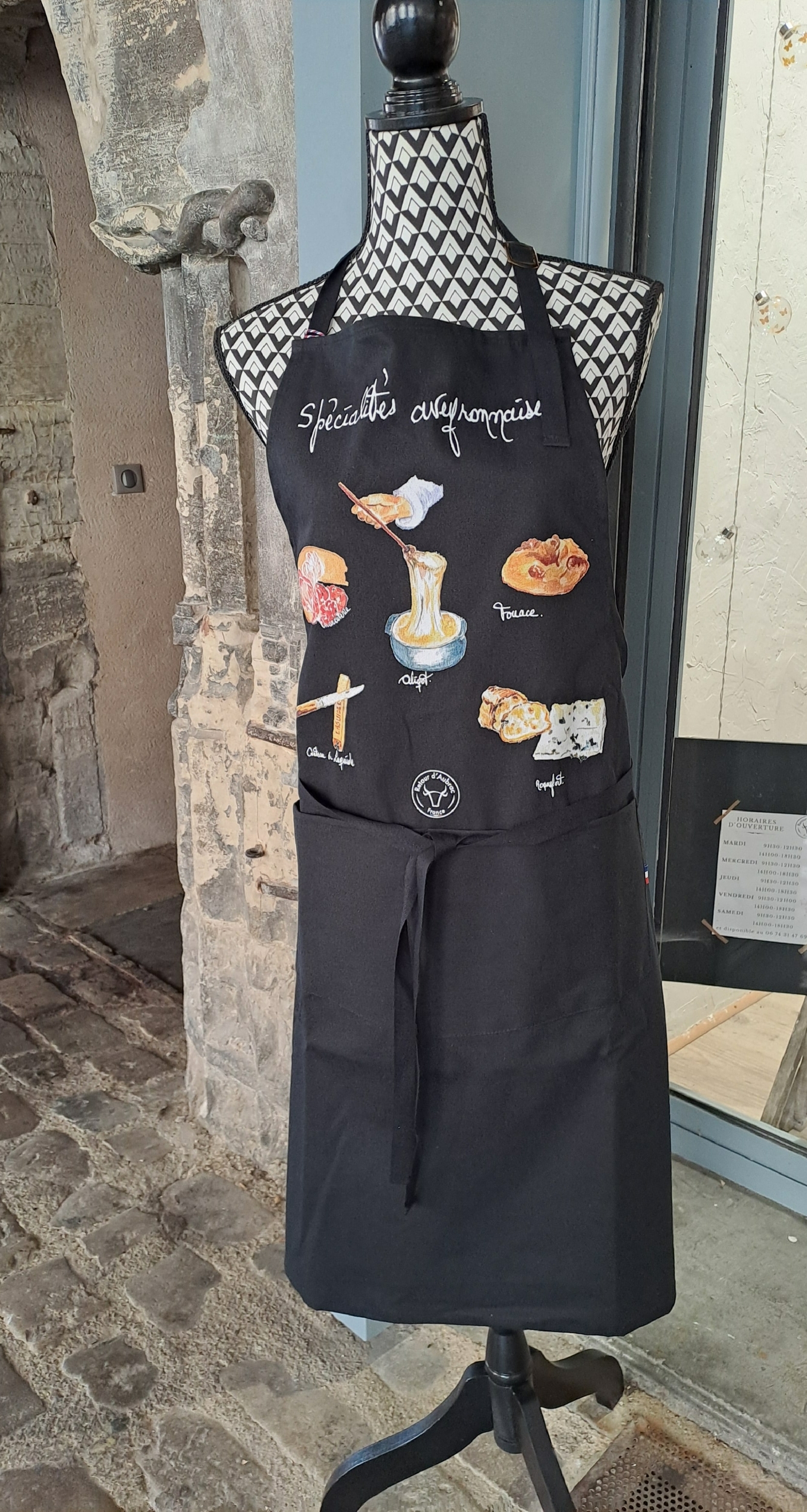 tablier spécialités aveyronnaises noir-Retour dAubrac-cadeau français-2-