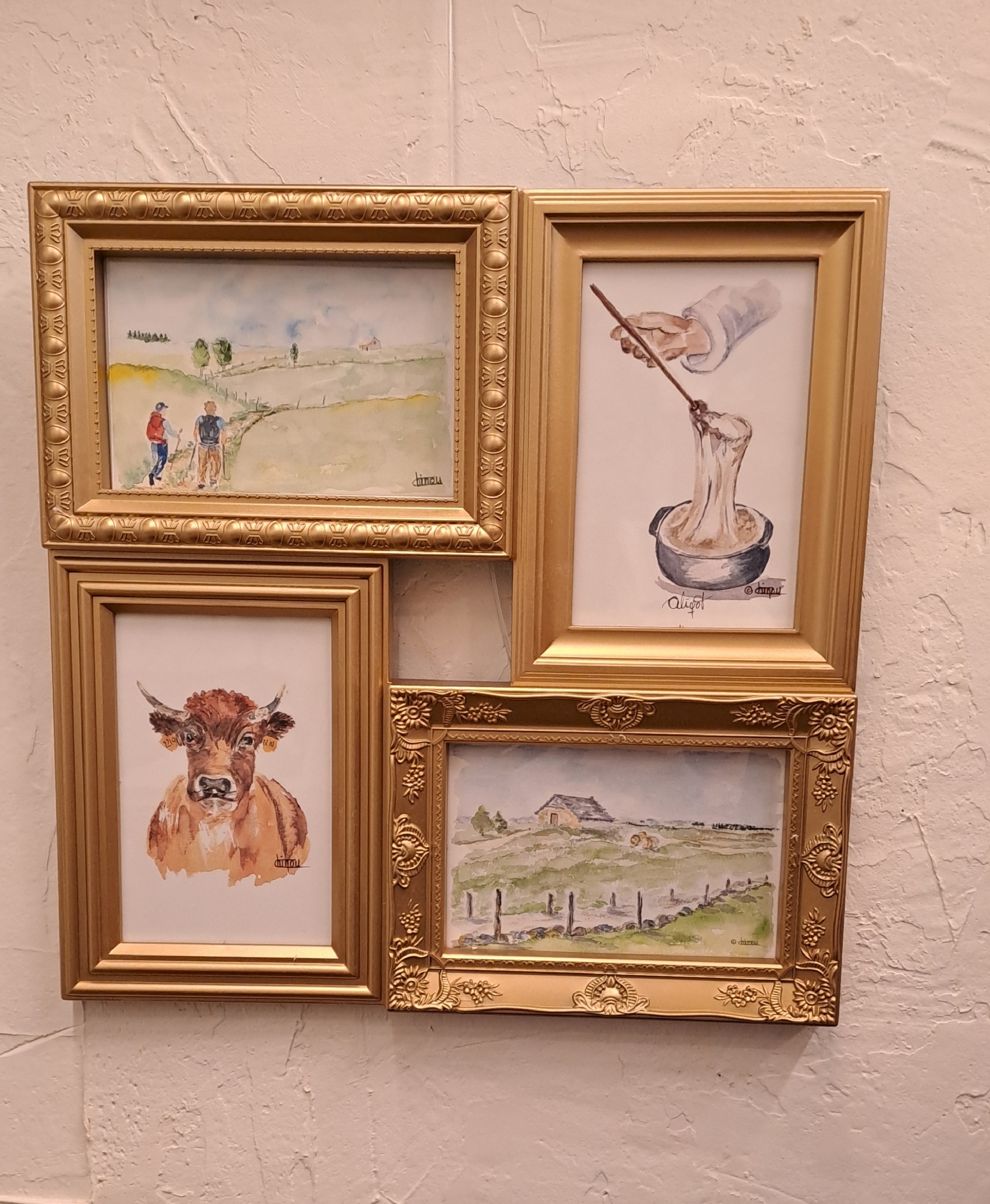 idée déco-aquarelles Aubrac-Aveyron-Retour dAubrac-cadeaux français