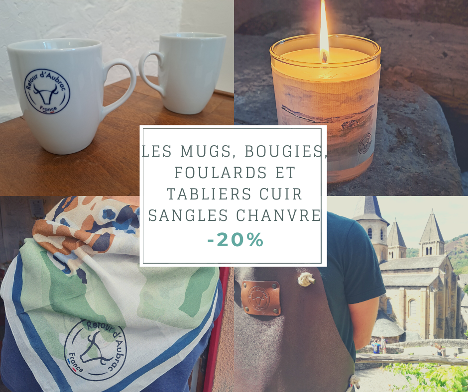 Tablier en cuir cognac avec sangles cuir marron - Retour d'Aubrac