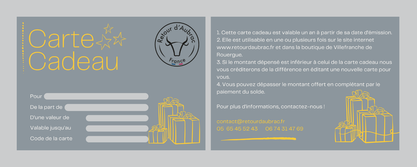 carte cadeau Retour d'Aubrac