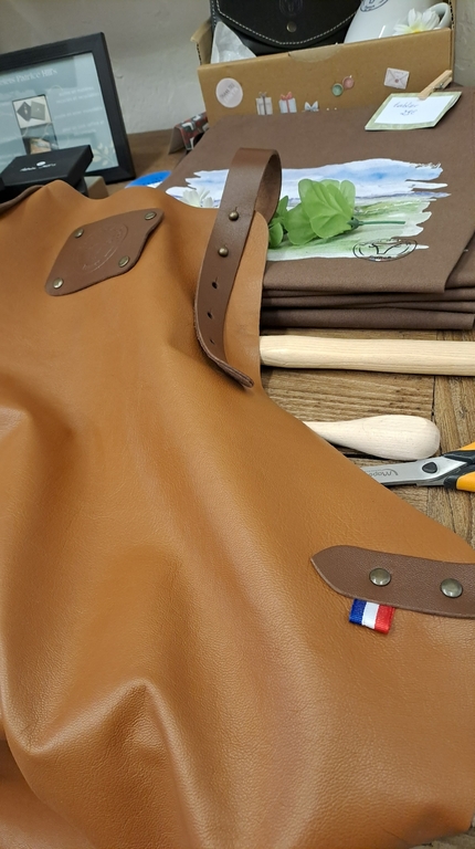 Tablier cuir chef barbecue cuisine boucher travail du bois