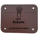 Etiquette personnalisée CHEF  - tablier en cuir retour daubrac-cadeau français-aveyron