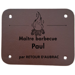Etiquette personnalisée MAITRE BBQ - tablier en cuir retour daubrac-cadeau français-aveyron