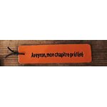marque pages en cuir brodé orange - retour daubrac - aveyron - cadeau original - cadeau français