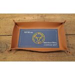 vide poche cuir bleu-miel-long- retour daubrac - aveyron - cadeau aveyron - cadeau français - cadeau original