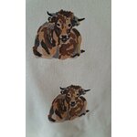 vaches Aubrac sur tablier écru - cadeau français - cadeau original - retour daubrac