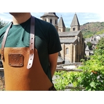 tablier en cuir cognac avec sangles cuir marron-cadeau français-Retour dAubrac-Aveyron- (2)