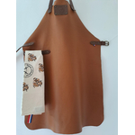 tablier en cuir cognac avec sangles cuir marron-cadeau français-Retour dAubrac-Aveyron-