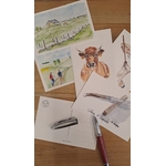 carte postale-aquarelle-Retour d'Aubrac-Aveyron-cadeaux français2