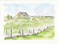 Buron Aubrac-peinture sur l'Aubrac-Chinou-Retour d'Aubrac