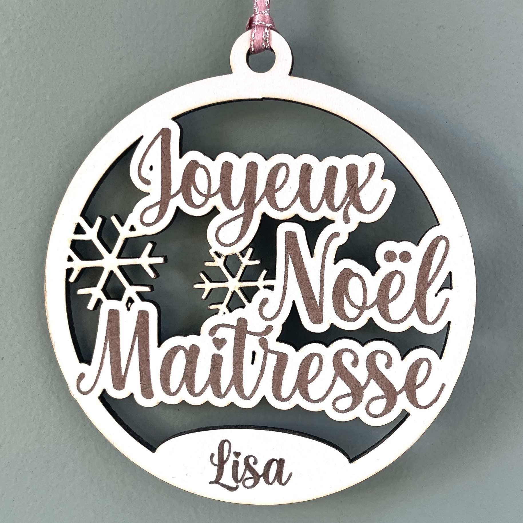 boule de noël personnalisée joyeux noël maîtresse