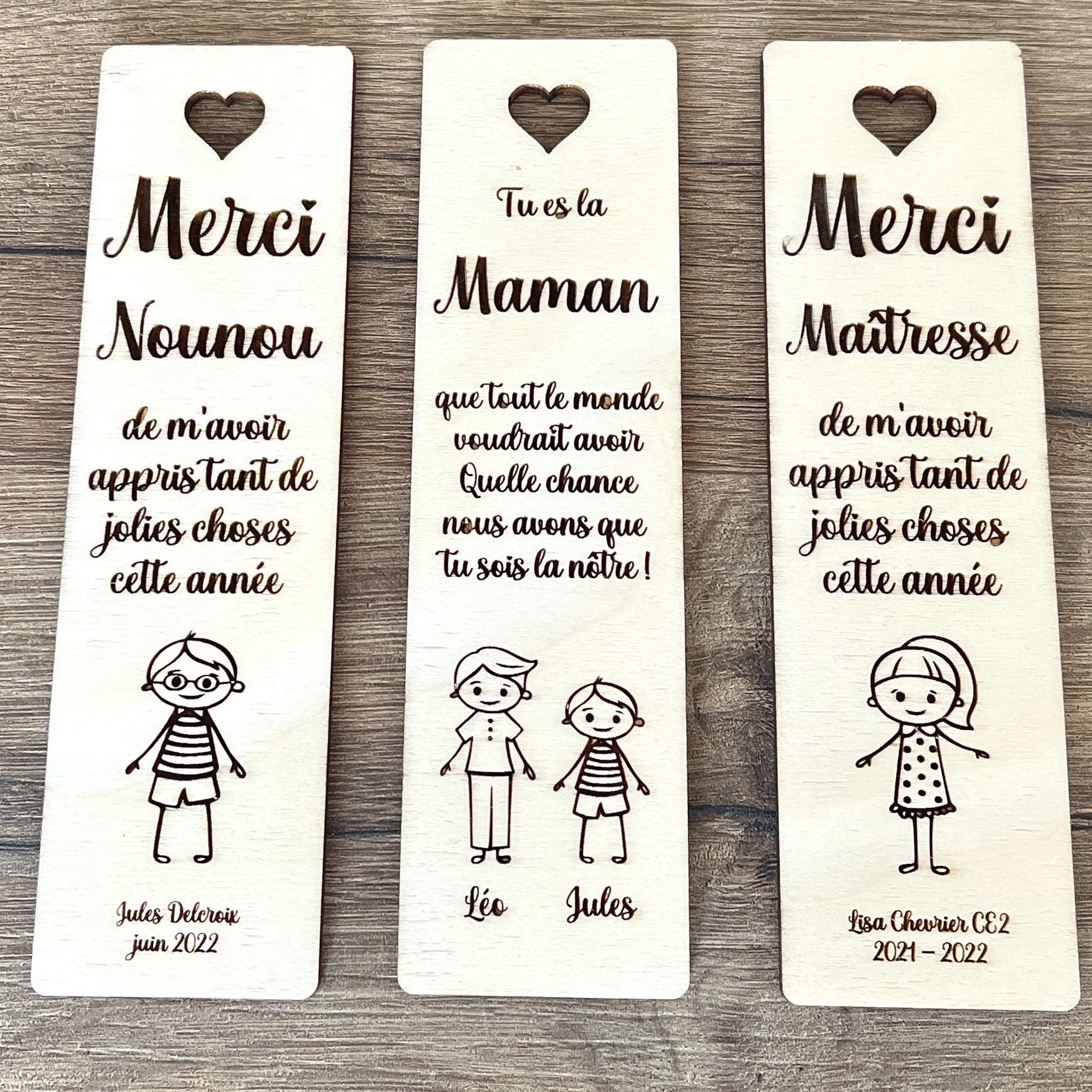 marque page personnalisé cadeau nounou maman papa maîtresse