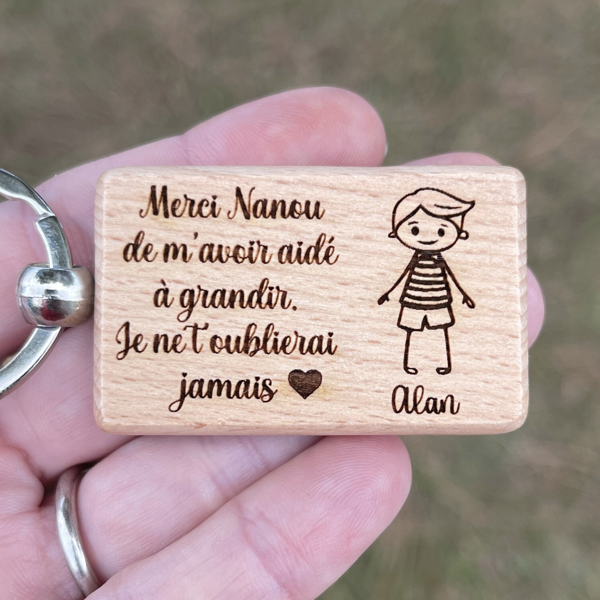 Merci nounou, un cadeau pour nounou, porte clé personnalisé en bois, cadeau  nounou fin d'année