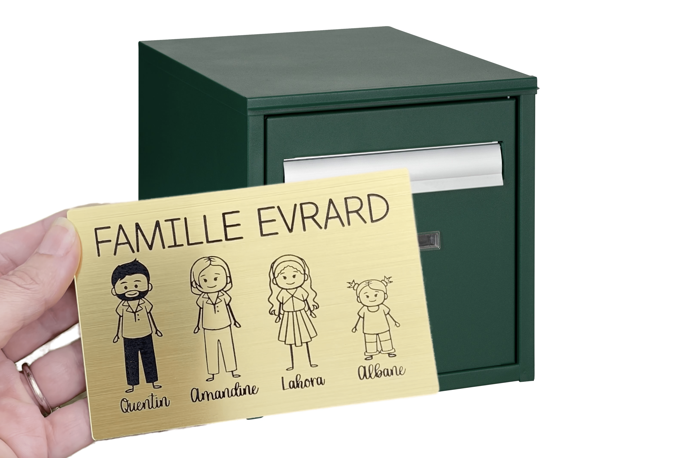 Plaque gravée pour boîte aux lettre - Personnalisable en fonction de votre  famille (BAL0021) Avec Double Face au Dos