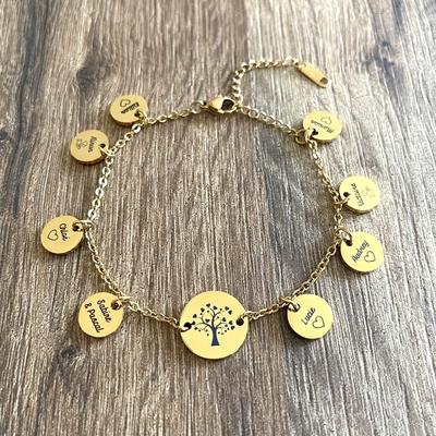 Bracelet personnalisé arbre de vie et médailles