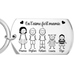 porte clé personnalisé métal cadeau grand mère on taime mamie