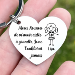 Porte clé personnalisé coeur, cadeau nounou fin d'année, maitresse, maitre, maman, mamie...