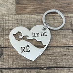 Porte clé ile de Ré coeur en inox