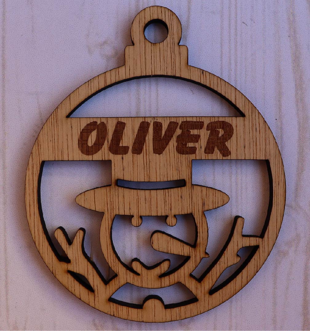 Boule de Noël personnalisable en bois modèle NE-007