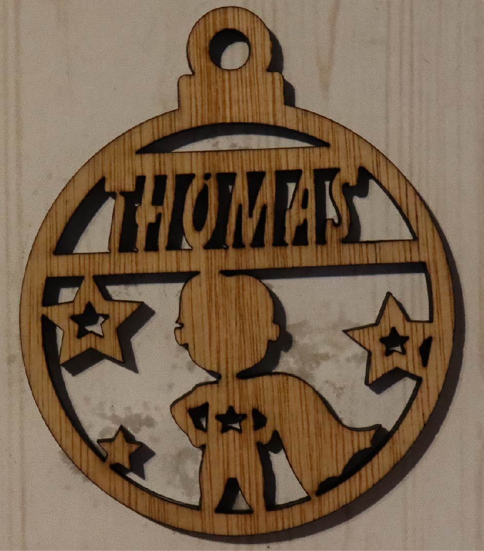Boule de Noël personnalisable en bois modèle NE-012