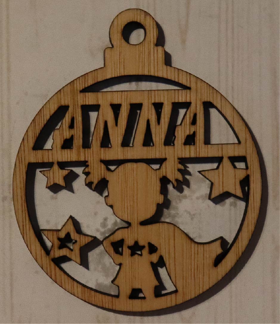 Boule de Noël personnalisable en bois modèle NE-013