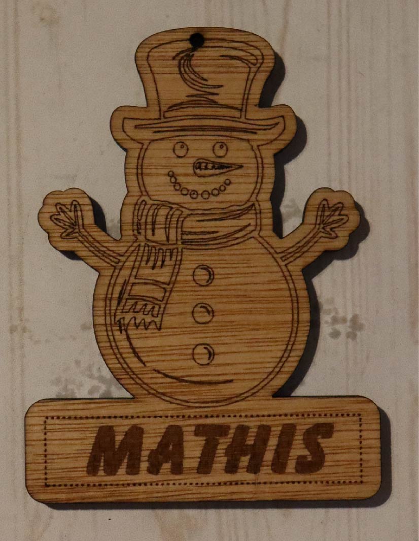 Boule de Noël personnalisable en bois modèle DV-011 - Gravure laser