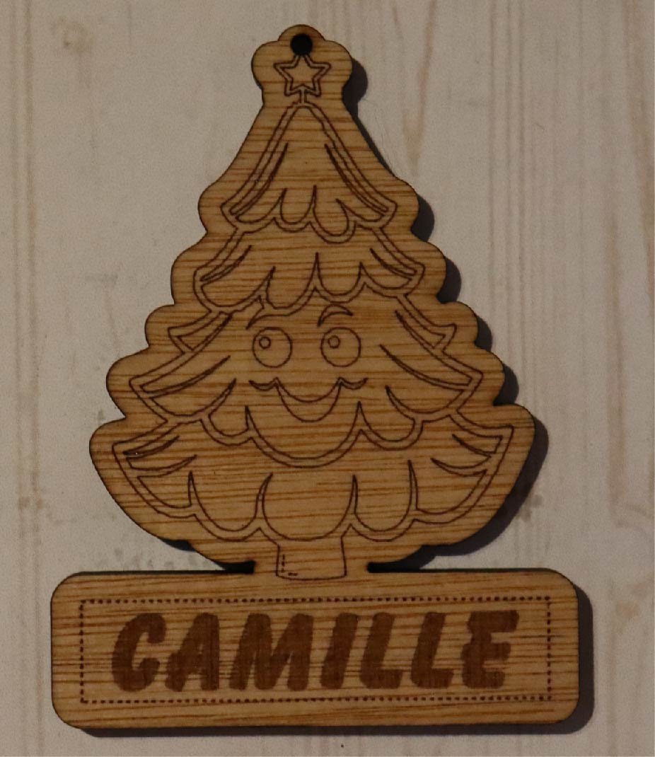 Boule de Noël personnalisable en bois modèle NE-017