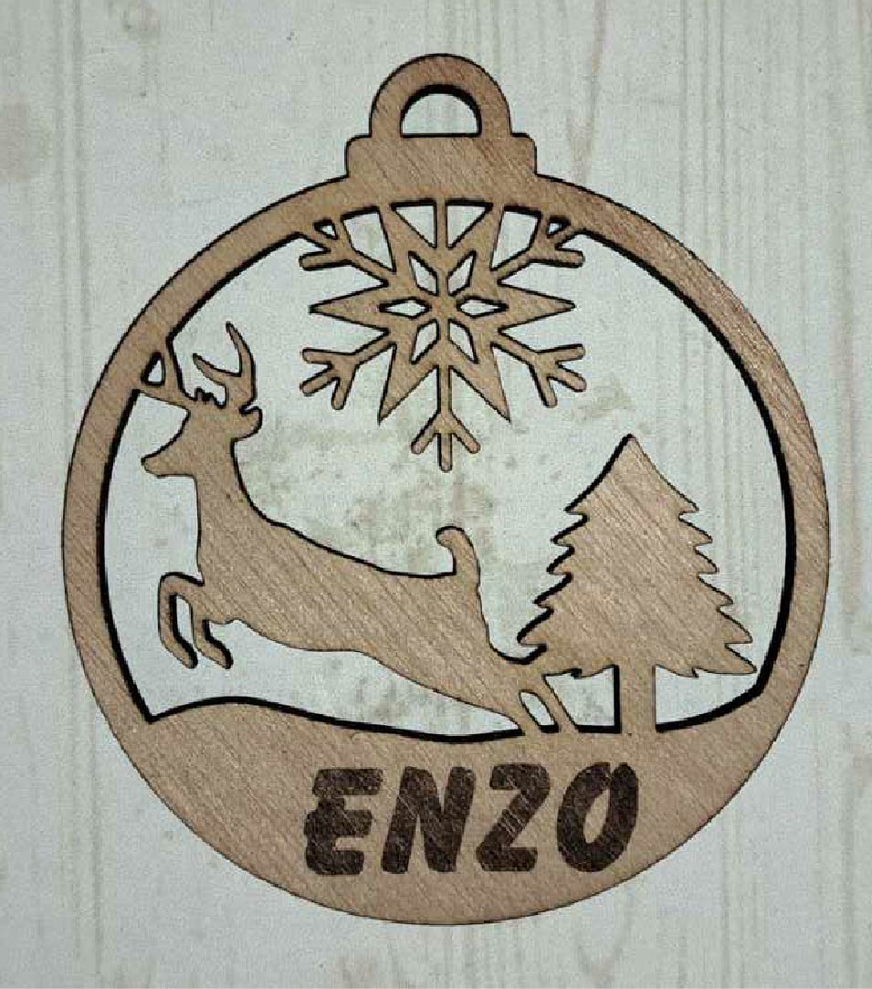 Boule de Noël personnalisable en bois modèle NA-002