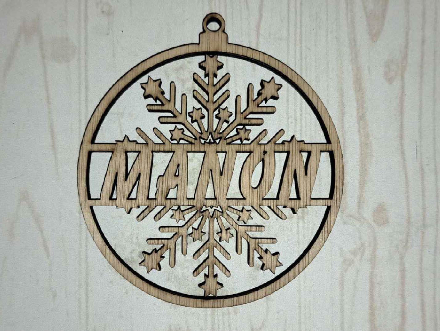 Boule de Noël personnalisable en bois modèle NA-007