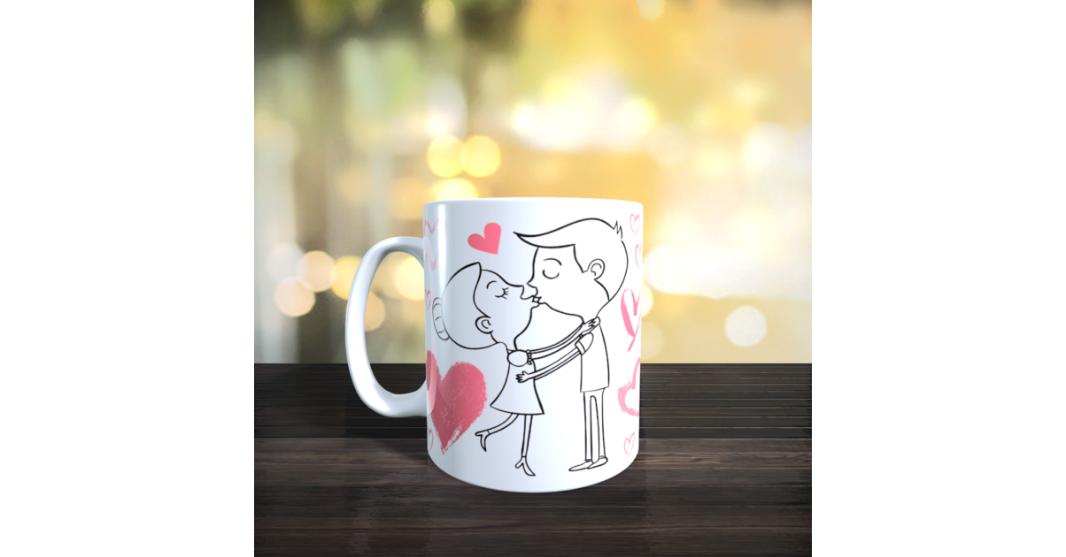Saint Valentin | Set Mugs Prénom Personnalisé Pour Couple | Mug Personnalisé