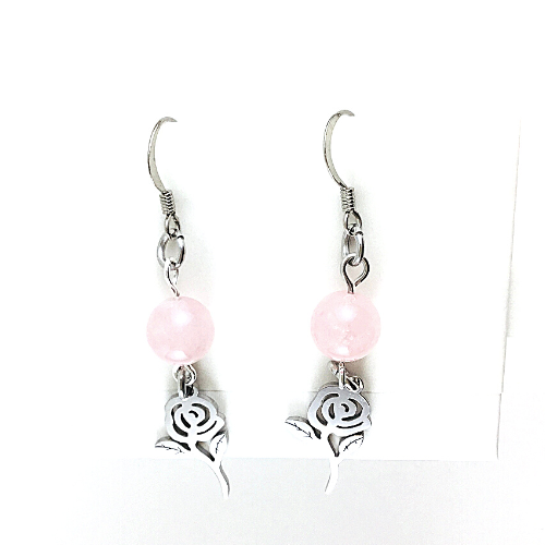 Boucles d\'oreilles Quartz rose