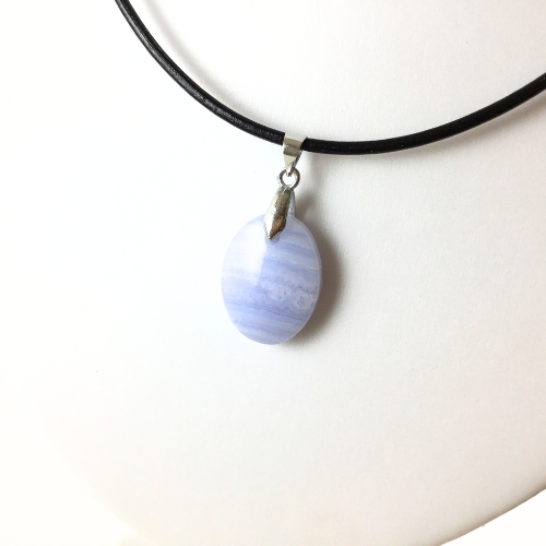 Collier Calcédoine bleue