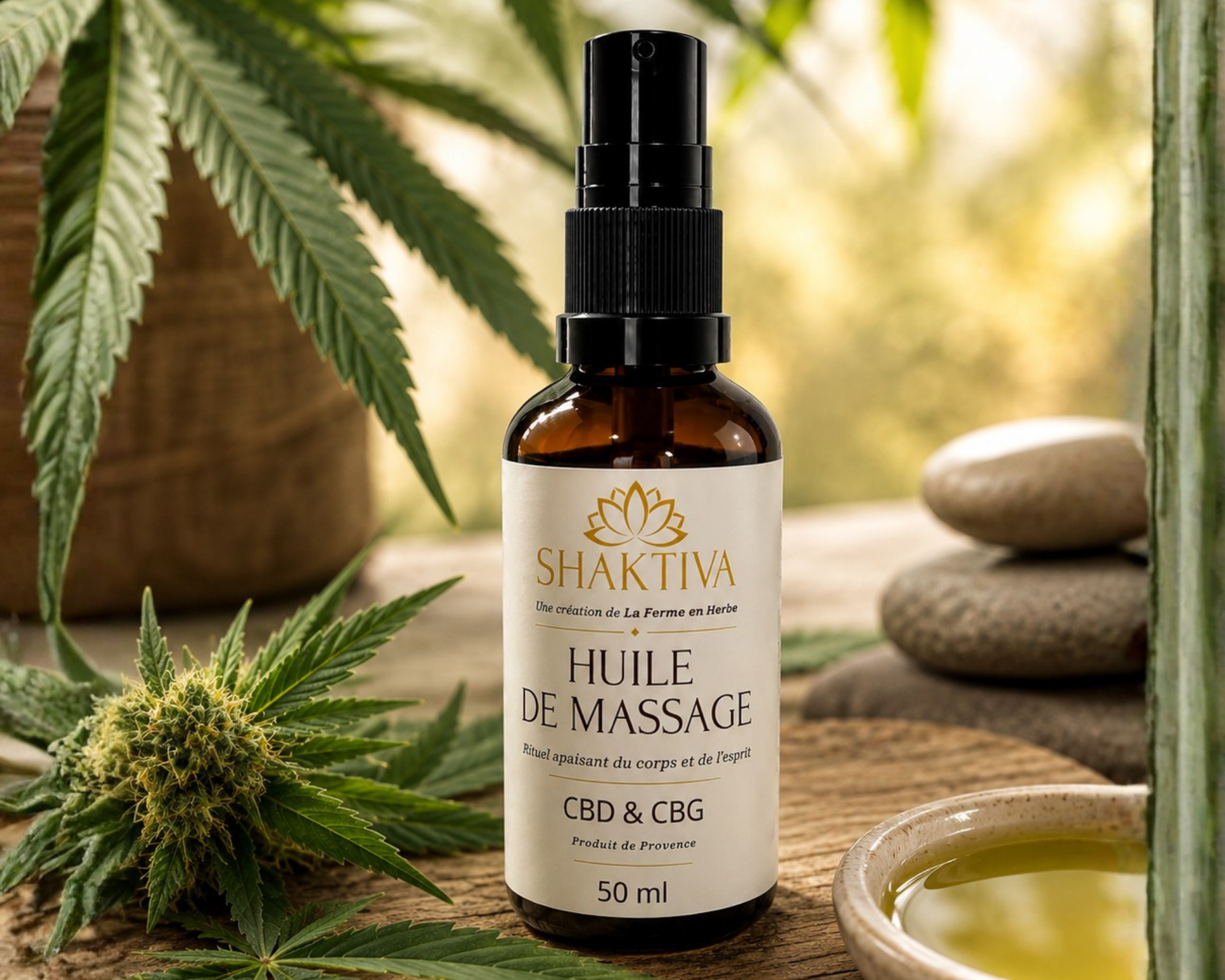 SHAKTIVA huile de massage CBD et CBG