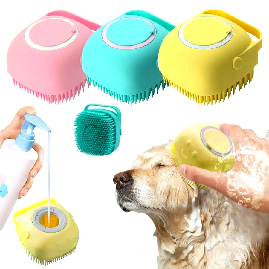 Brosse de bain en silicone souple pour chiens et chats