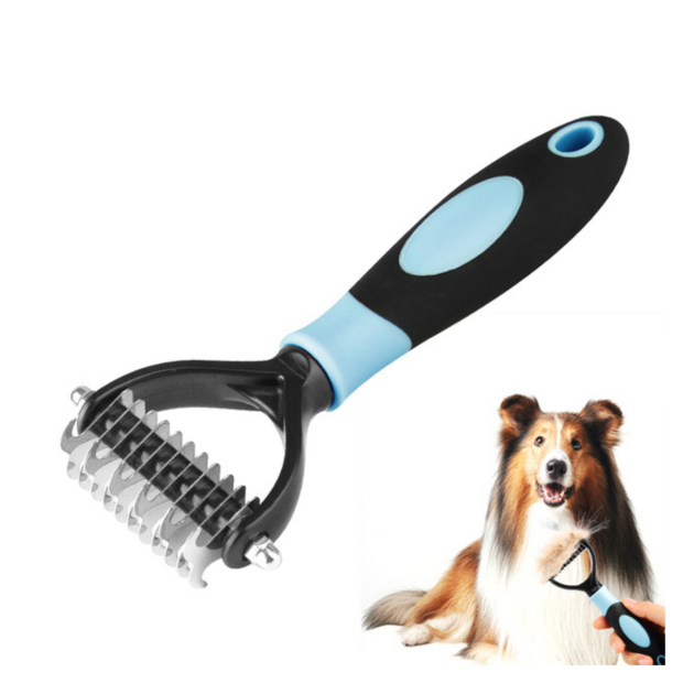 Deux Outils De Toilettage Bleus Pour Chats : Une Brosse Démêlante, Un