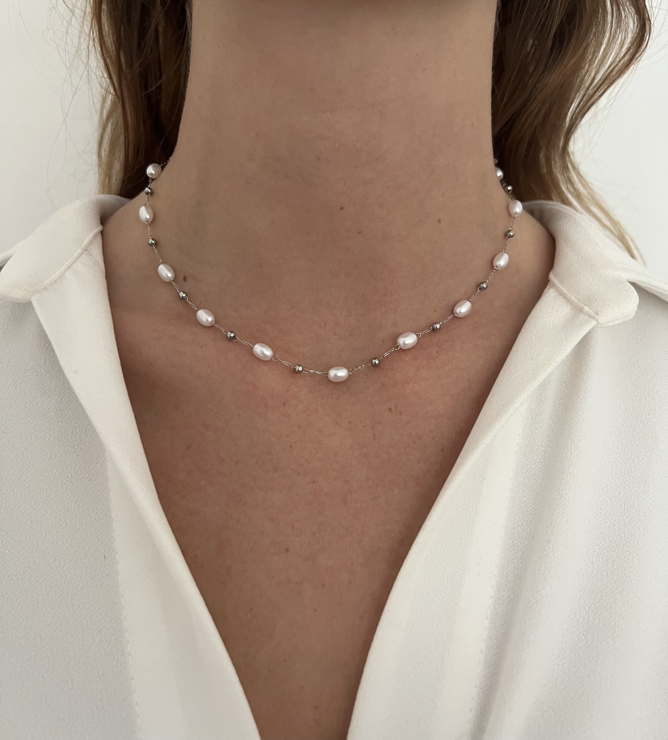 Collier Pearl Love Silver