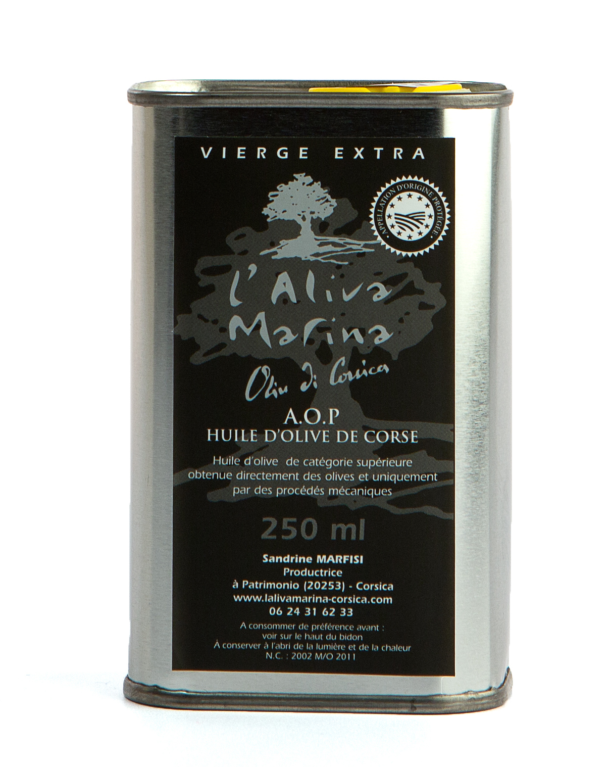 Bidon de 250 ml d' huile d' olive de Corse AOP www.luxfood-shop.fr