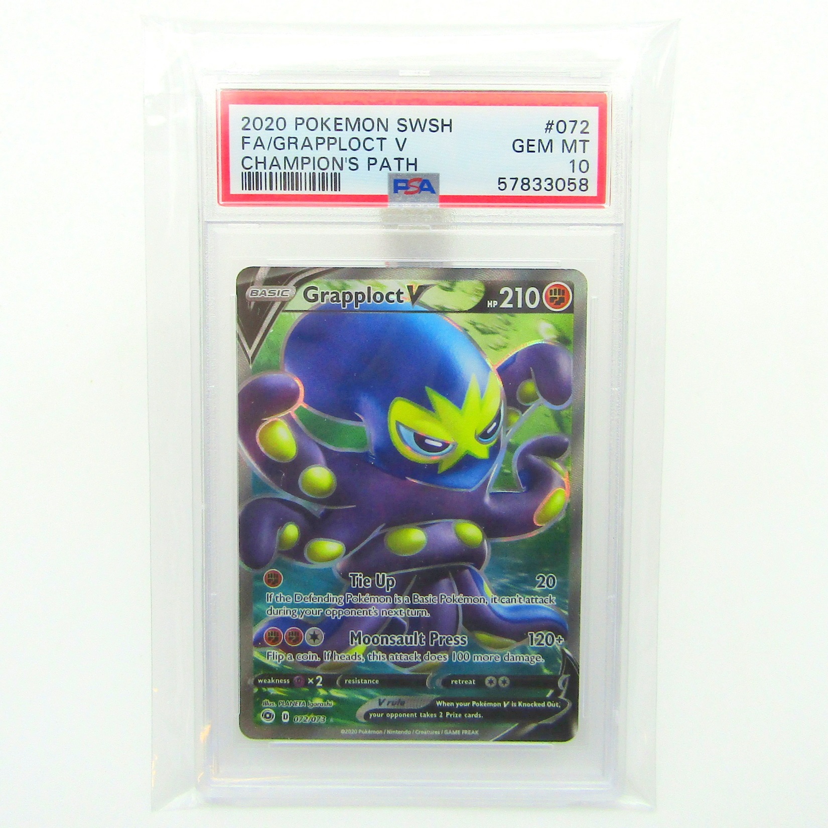 Pokémon Card. 2020. ENG. Champion's Path. FA Grapploct V. PSA 10