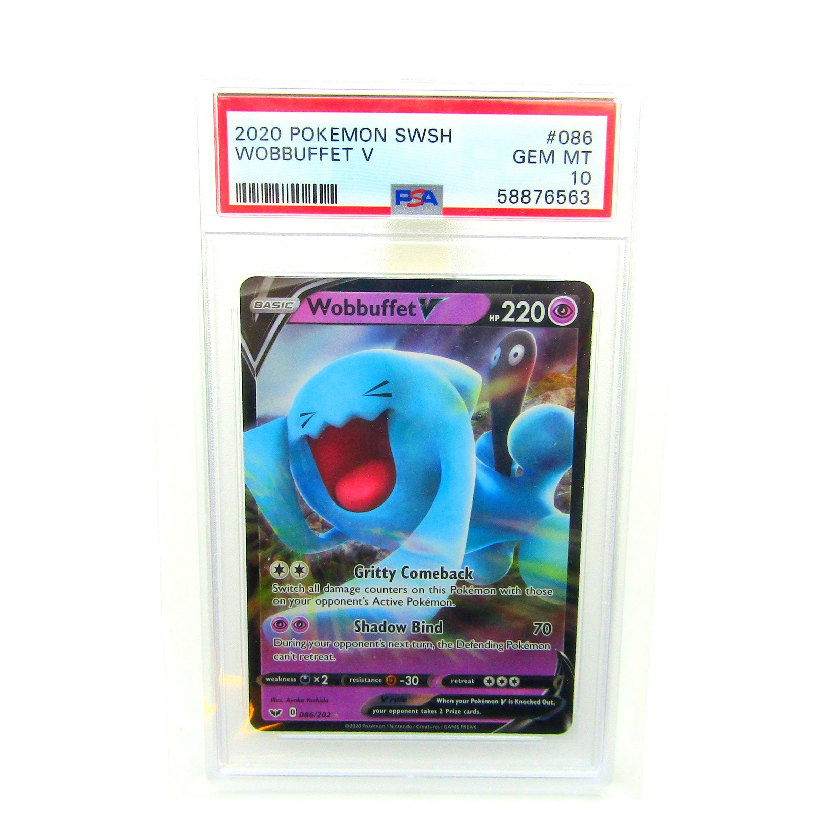 Pokémon Card. 2020. ENG. Wobbuffet V. 086/202. PSA 10