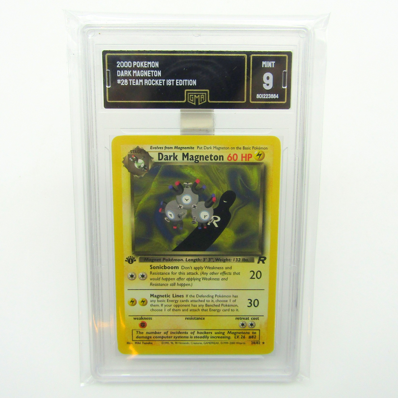 Pokémon Card. 2000 Team Rocket. 1st edition. Dark Magneton. 28/82. GMA 9