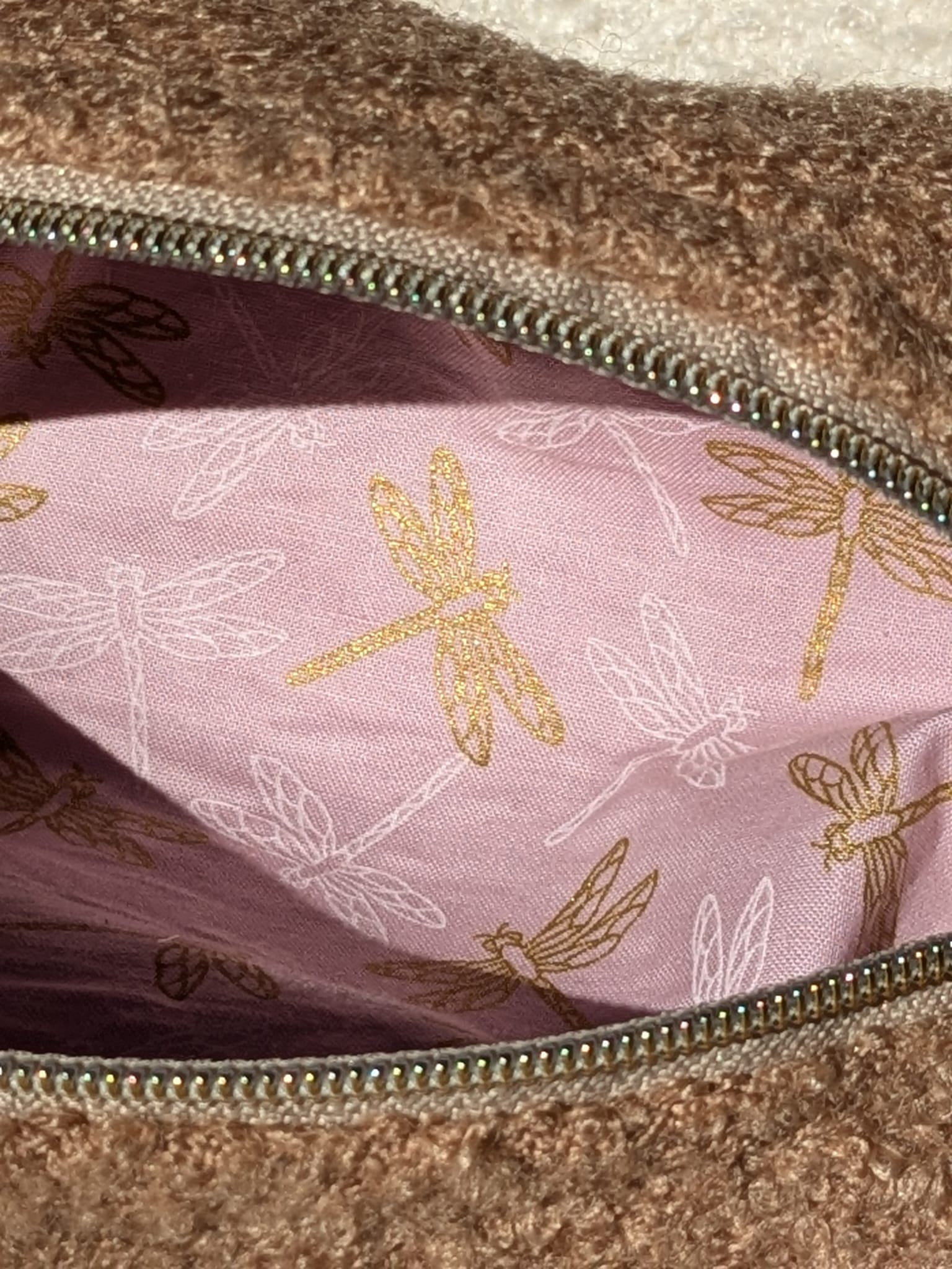 trousse beaute taupe doublure papillon
