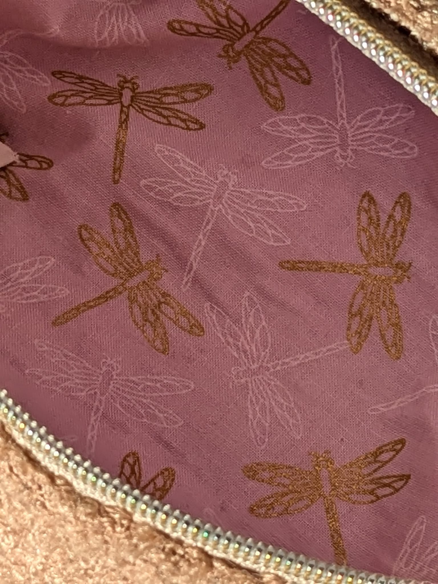 trousse beaute taupe doublure rose papillon