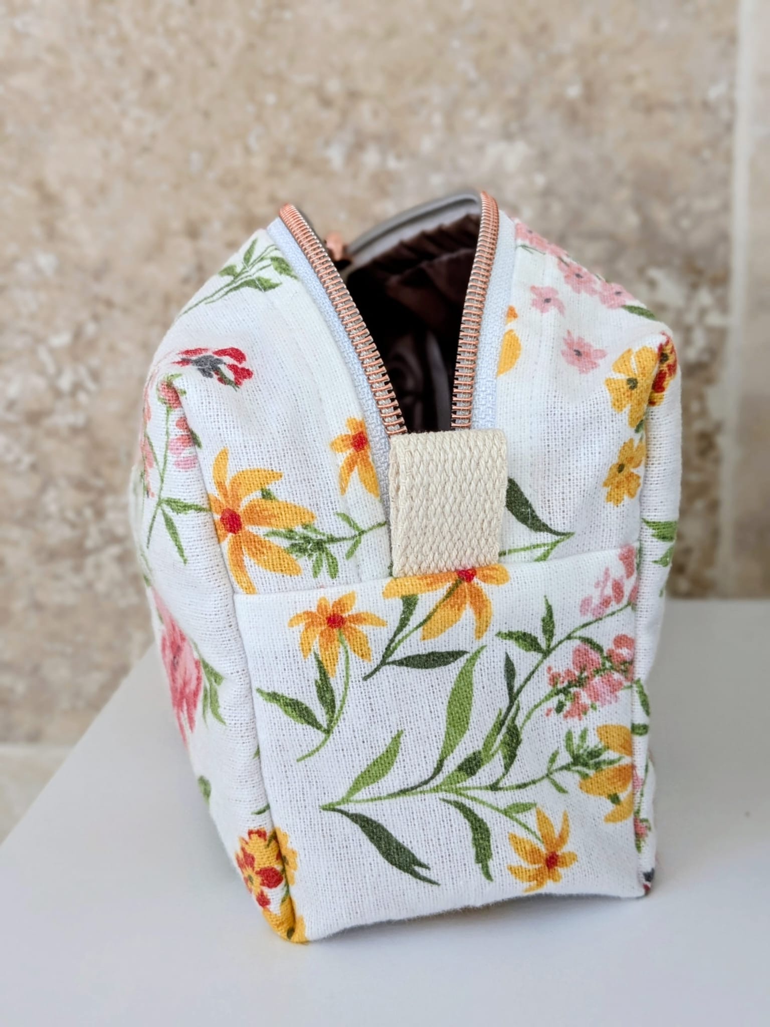 trousse beauté motif floral