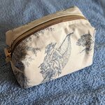 trousse toile de jouy bleue doublure rose