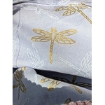 sac banane velours parme doublure lilas libellules dorées et blanches